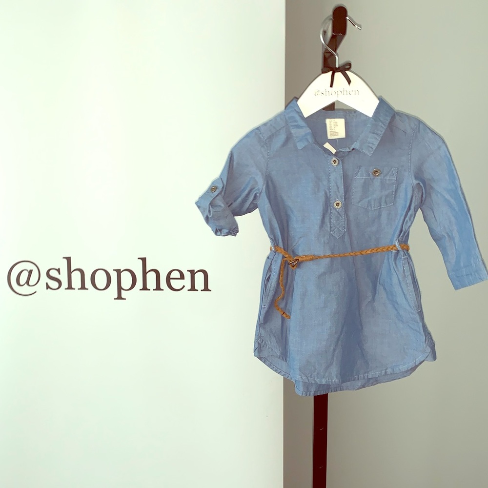 New! H&M Denim Dress with belt sz/6-9m